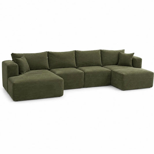 Ecksofa aus Stoff in Olivgrün