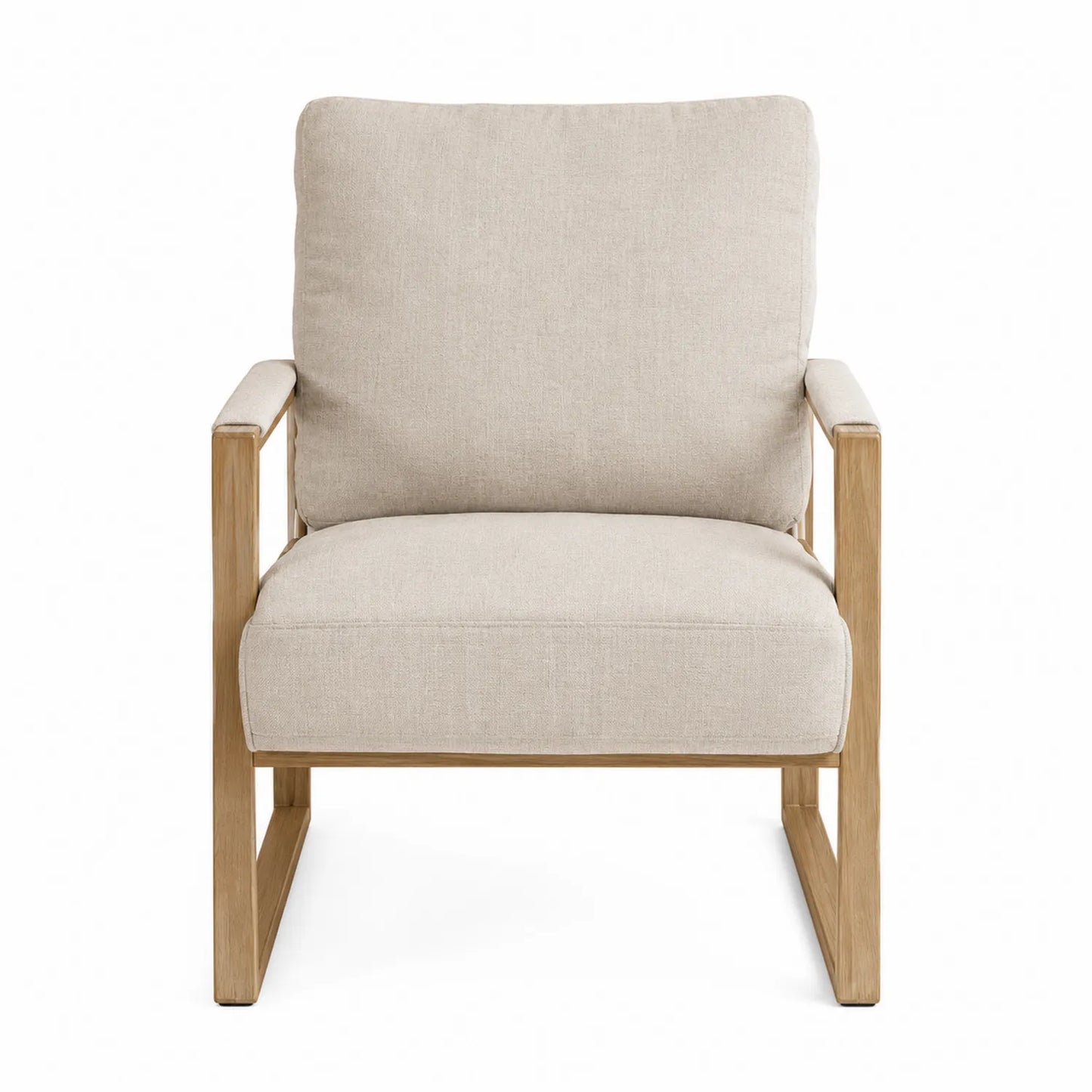 Sessel mit Holzrahmen und Polyesterbezug Beige