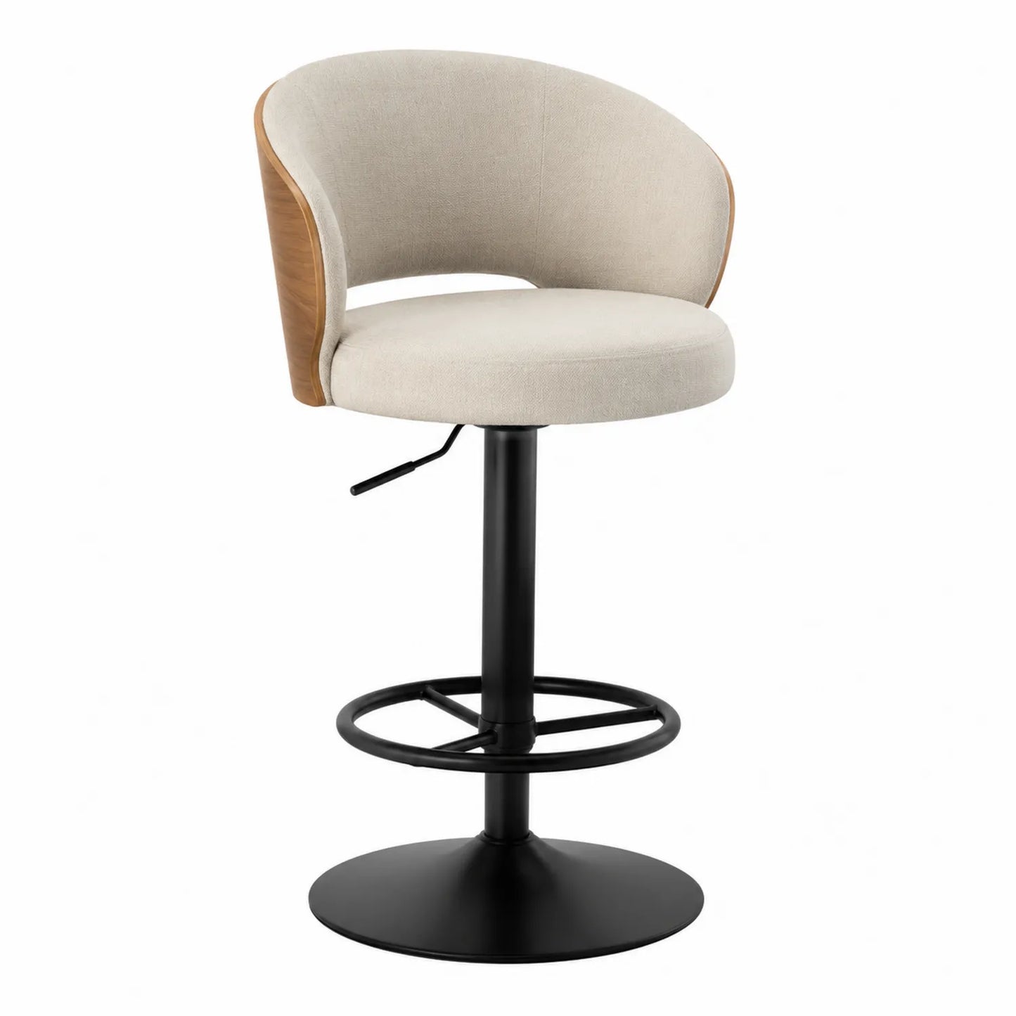 Barhocker aus Leinen und Holz, höhenverstellbar, Beige