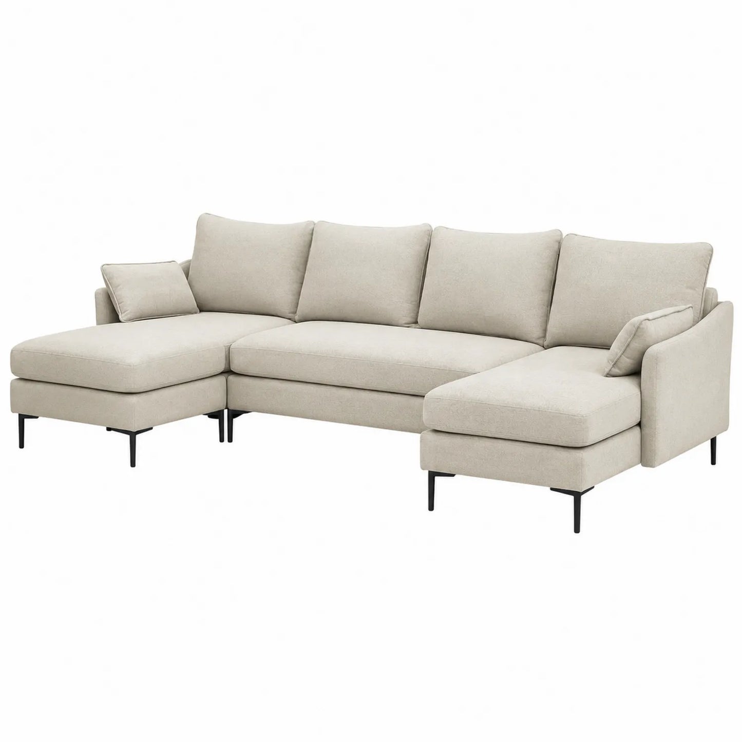 Ecksofa aus Stoff Beige mit Metallbeinen