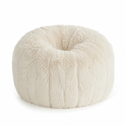 Sitzsack aus Kunstfell Beige Ø 80cm
