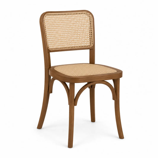 Esszimmerstuhl Holz Rattan Braun Natur 85cm