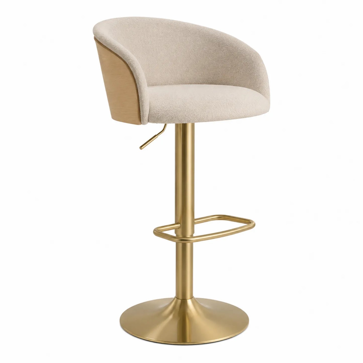 Barhocker mit Polyesterstoff Beige und Metallbasis höhenverstellbar