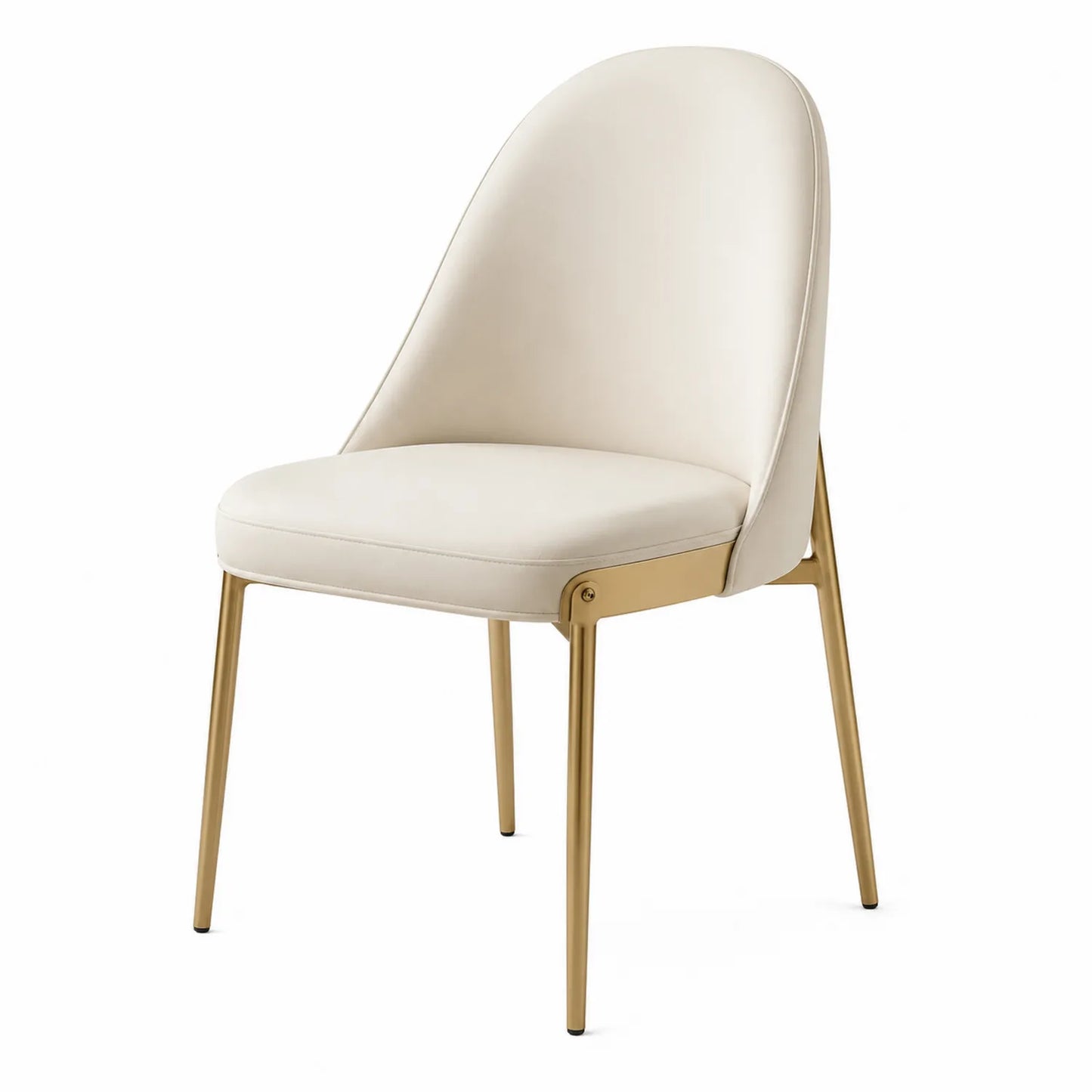 Stuhl PU-Leder Beige mit Stahlbeinen