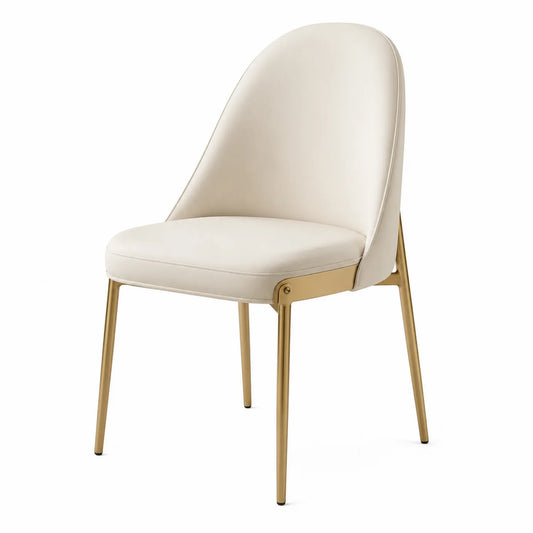 Stuhl PU-Leder Beige mit Stahlbeinen