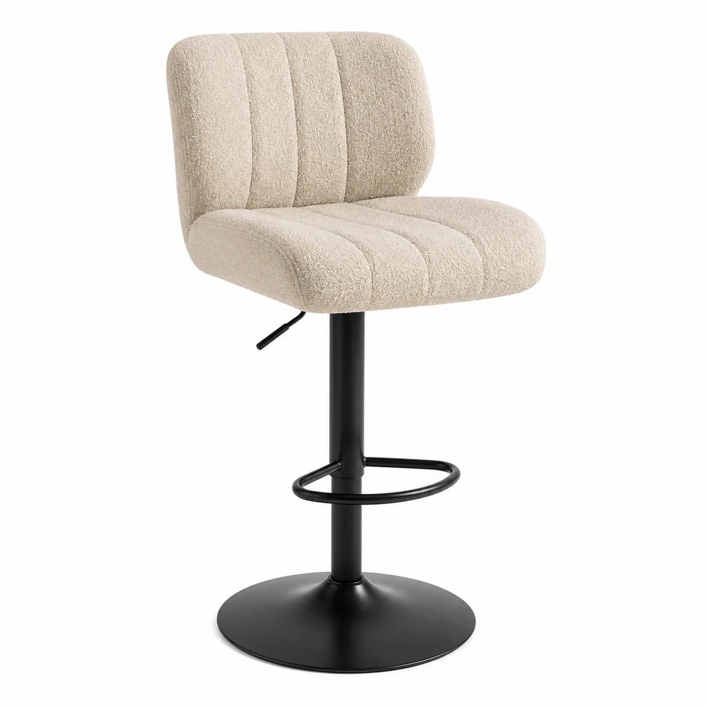 Barhocker mit Bouclé-Sitz Beige und Metallgestell Schwarz