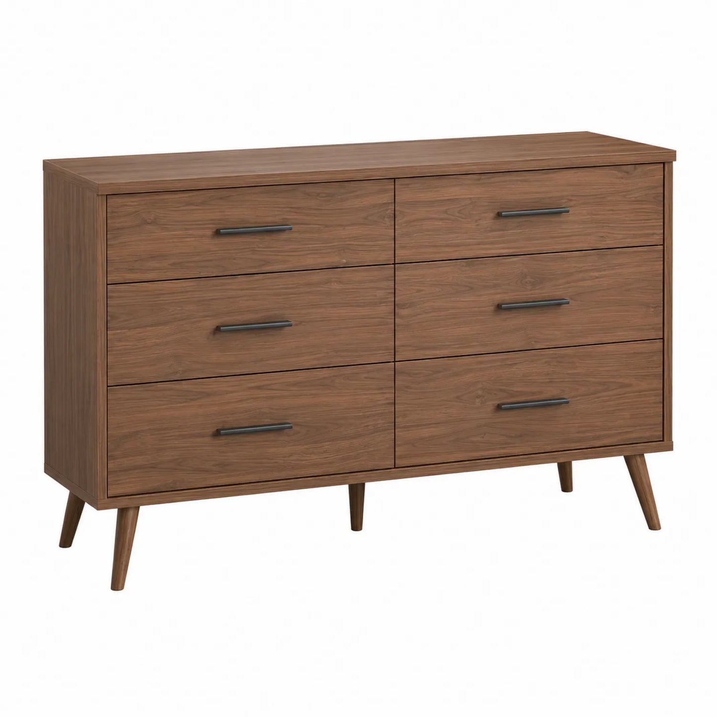 Kommode aus Holz mit 6 Schubladen, Walnuss