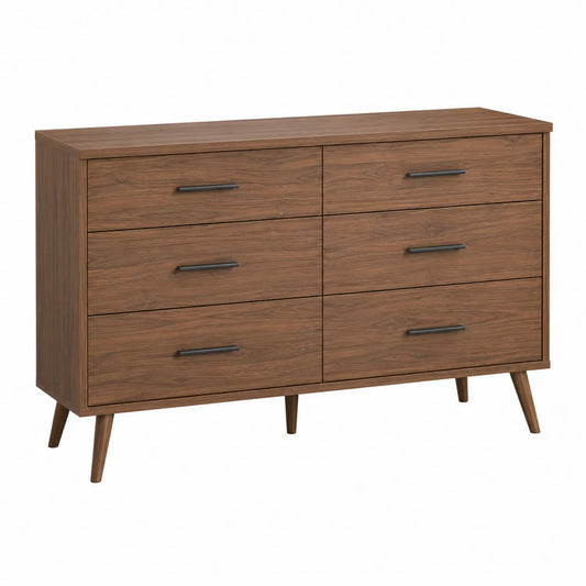 Kommode aus Holz mit 6 Schubladen, Walnuss