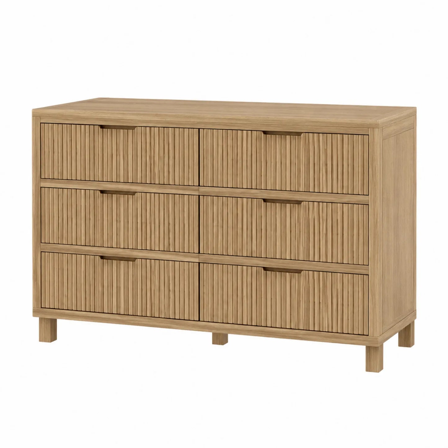 Kommode aus Eichenholz Natur 120cm x 40cm x 90cm mit 6 Schubladen